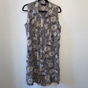 Vertigo Gray Floral button down sleeveless shirt dress
